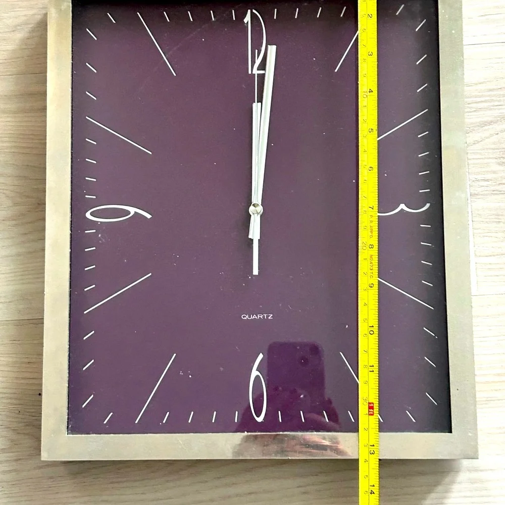 Wall Clock/Freestanding Silver Purple Retro Vintage
